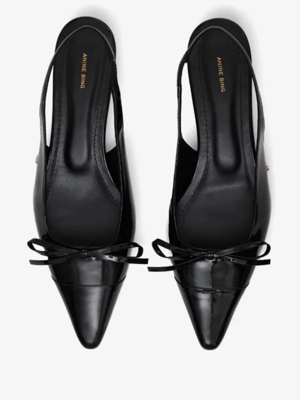 Anine Bing Zoey sling back patent leather pumps kitten heels 37